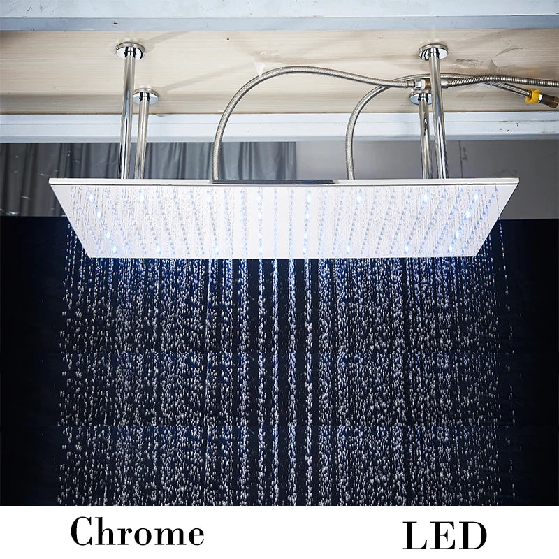 Wanmivezlo LED Brass Rain Shower Head Wall Mounted