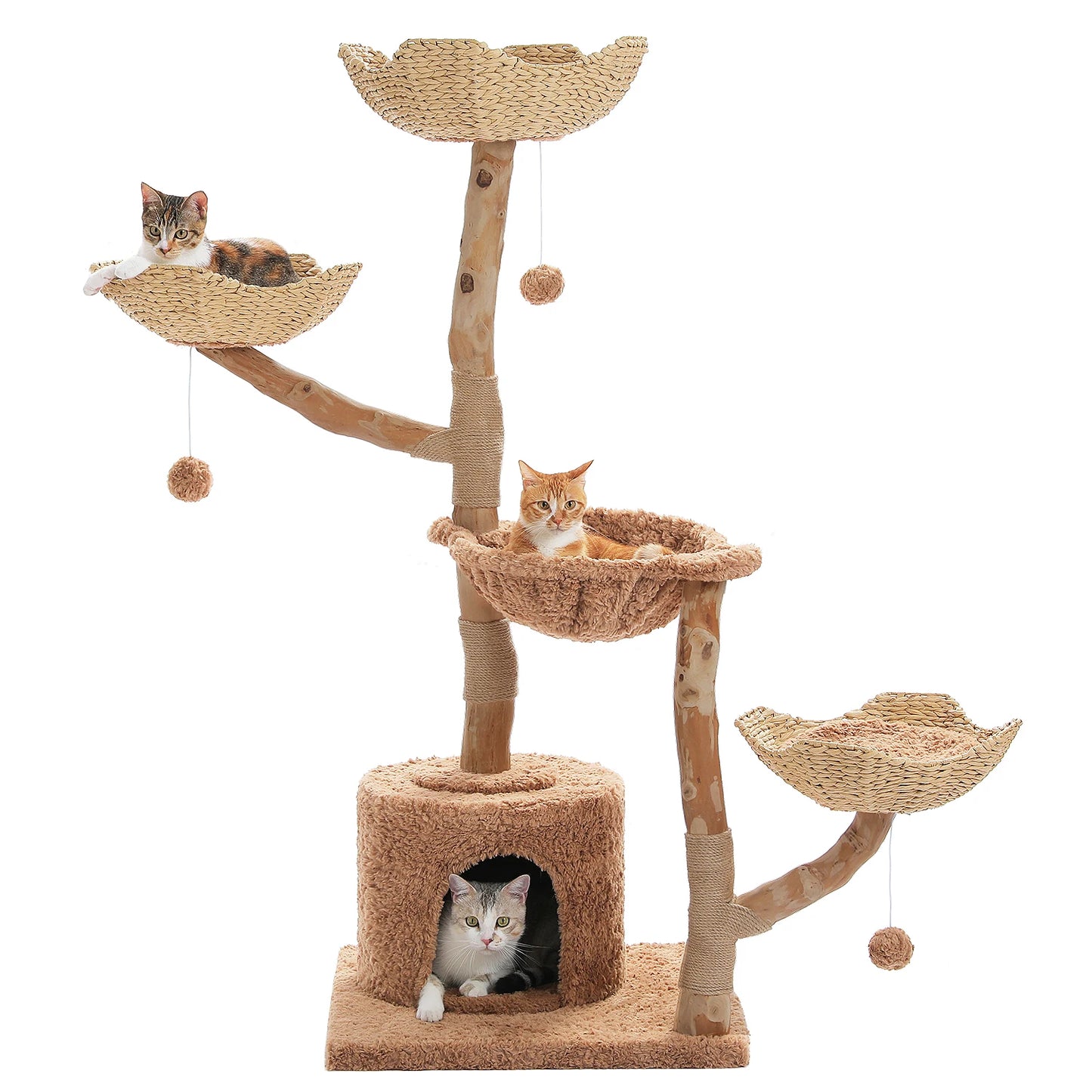 PAWZ Road Large Cat Tree Tower With Sisal Scratching Post Wicker Basket Bed