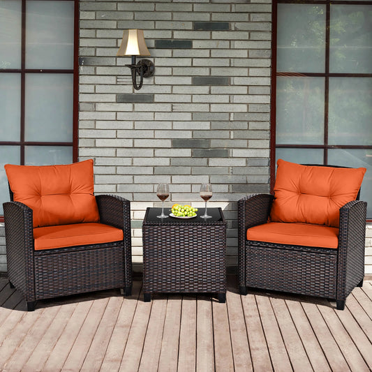HOMASIS Patio Rattan Furniture Set Cushioned Conversation Sofa