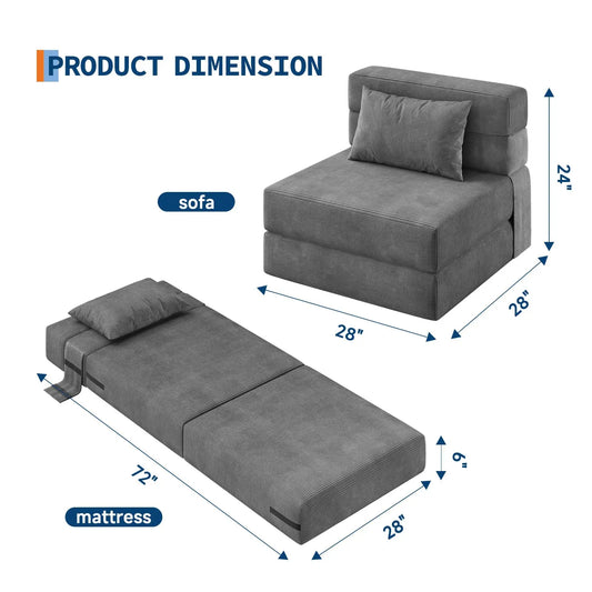 HobbyLane 4 In 1 Folding Sofa Bed Corduroy Loveseat Pillow