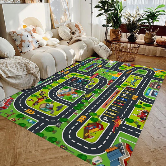 Traffic City Kids Play Mat Non Slip Rug For Playroom