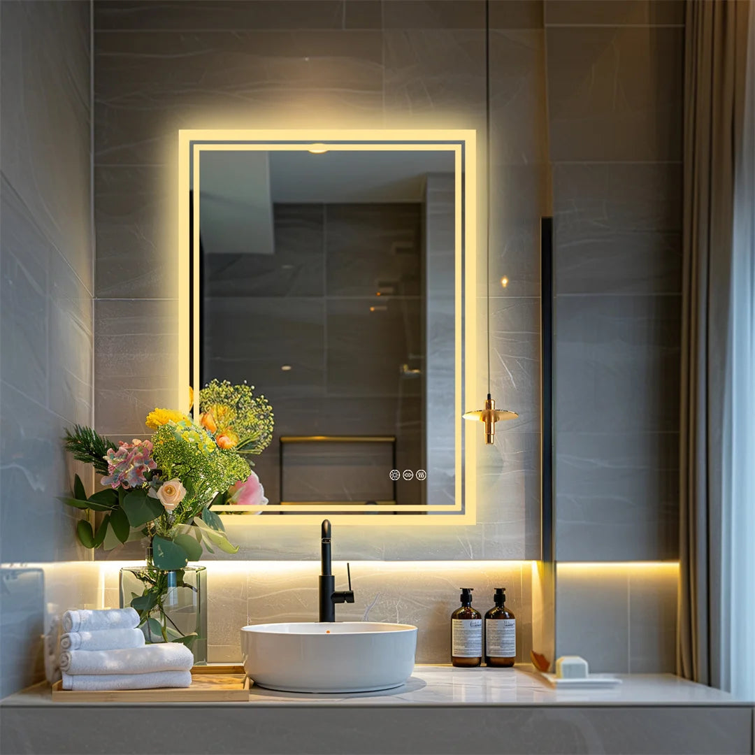 LUVODI LED Backlit Frameless Defog Bathroom Mirror