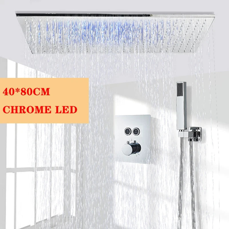 Wanmivezlo LED Brass Rain Shower Head Wall Mounted