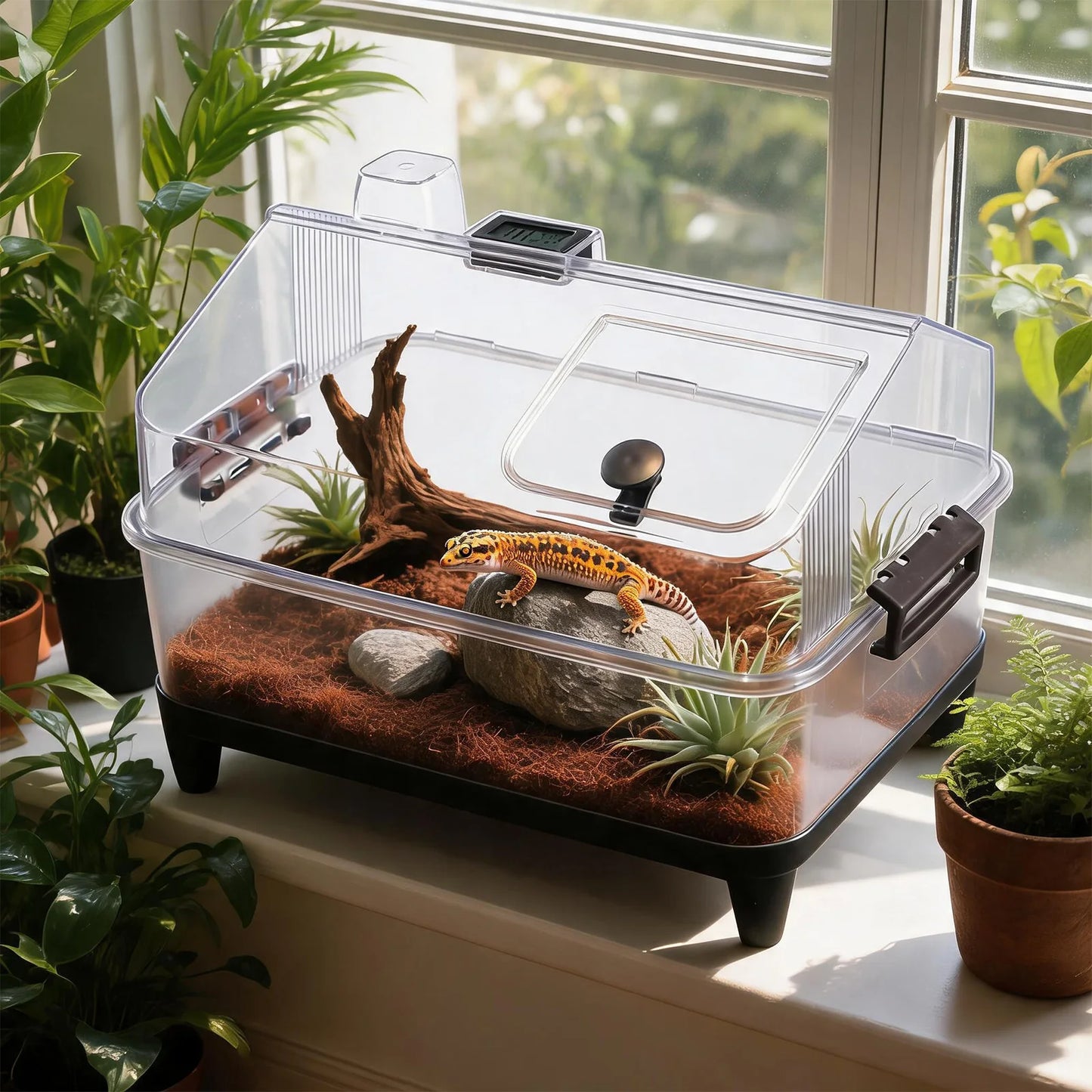 HiMISS Reptile Terrarium Kit With Lid, Acrylic Tank, Heater Pad