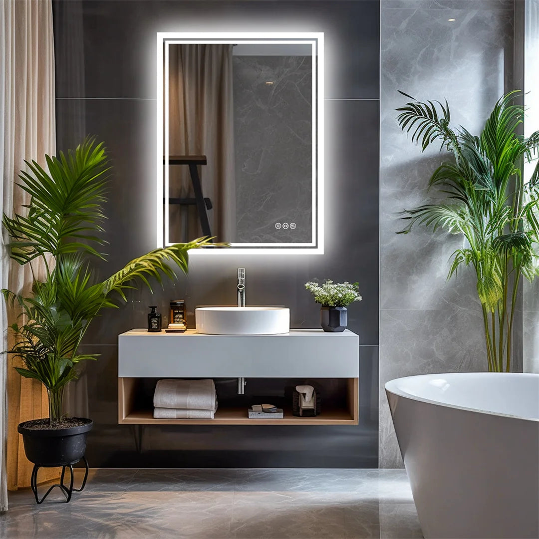 LUVODI LED Backlit Frameless Defog Bathroom Mirror