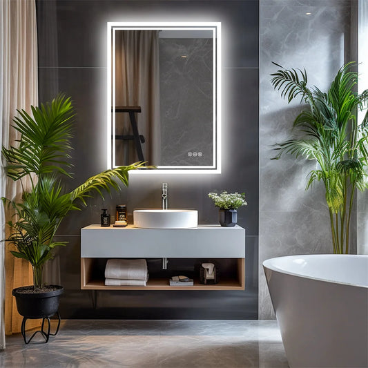 LUVODI LED Backlit Frameless Defog Bathroom Mirror