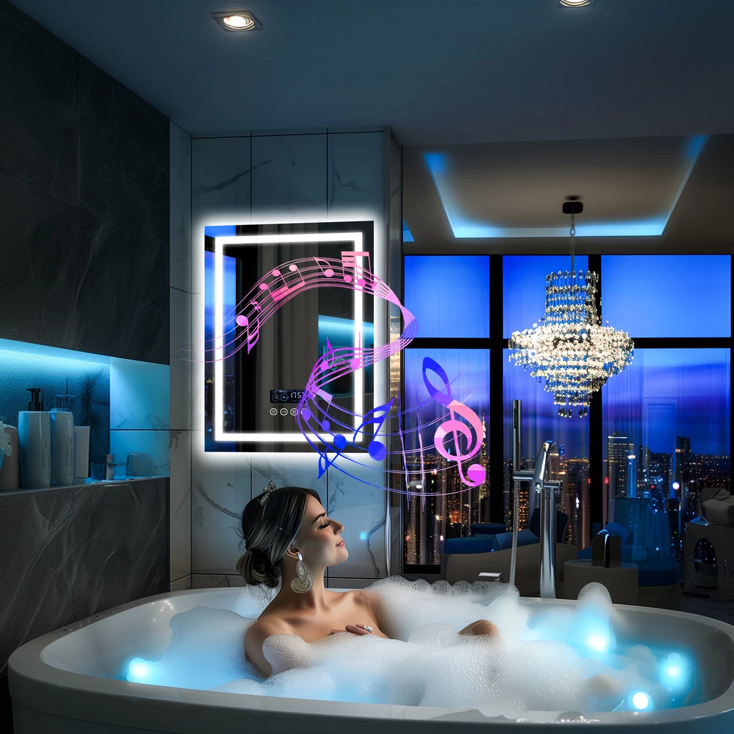Wisfor Lighted Bathroom Mirror With Bluetooth Speaker And Anti Fog