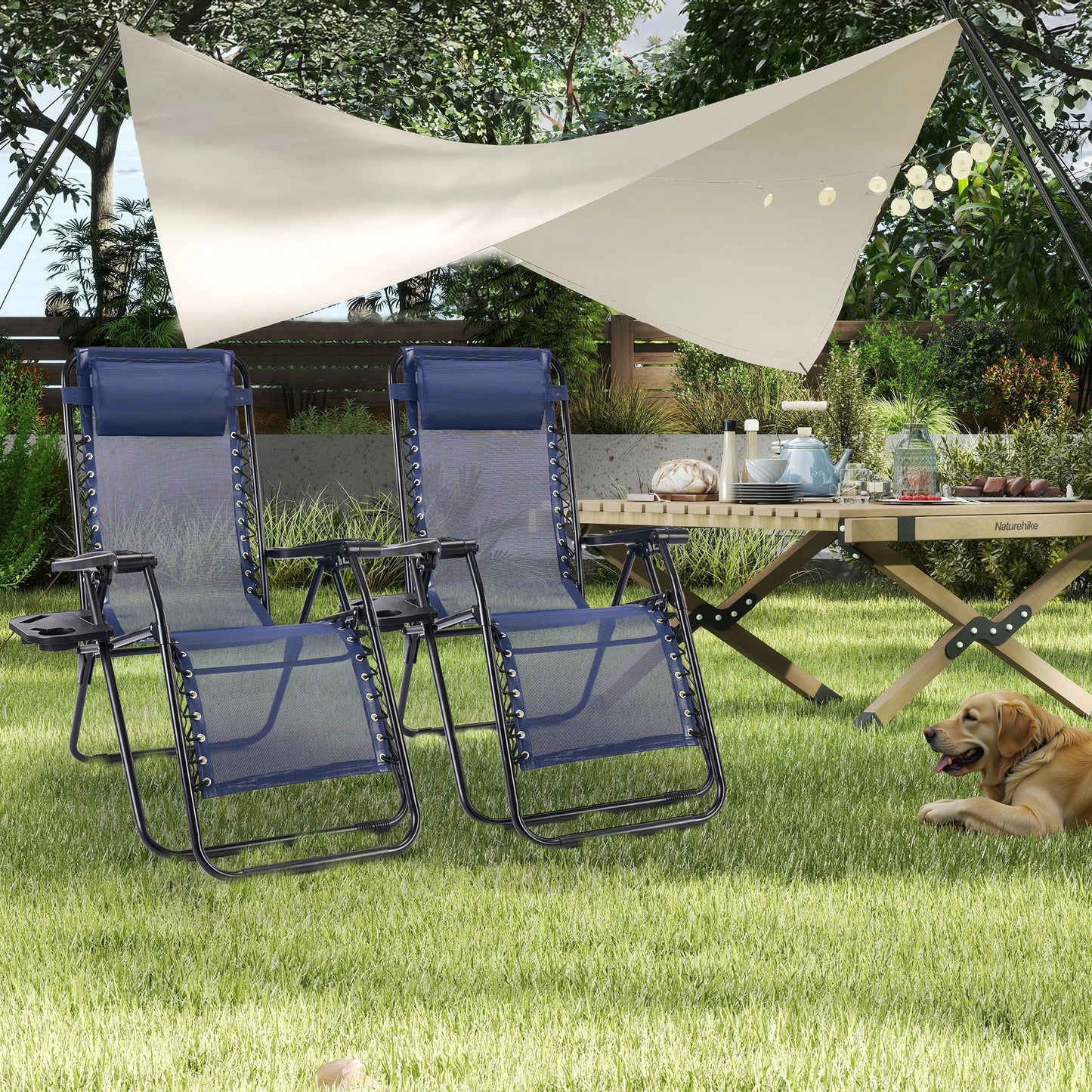 JHK Portable Zero Gravity Recliner Chairs Set Of Two