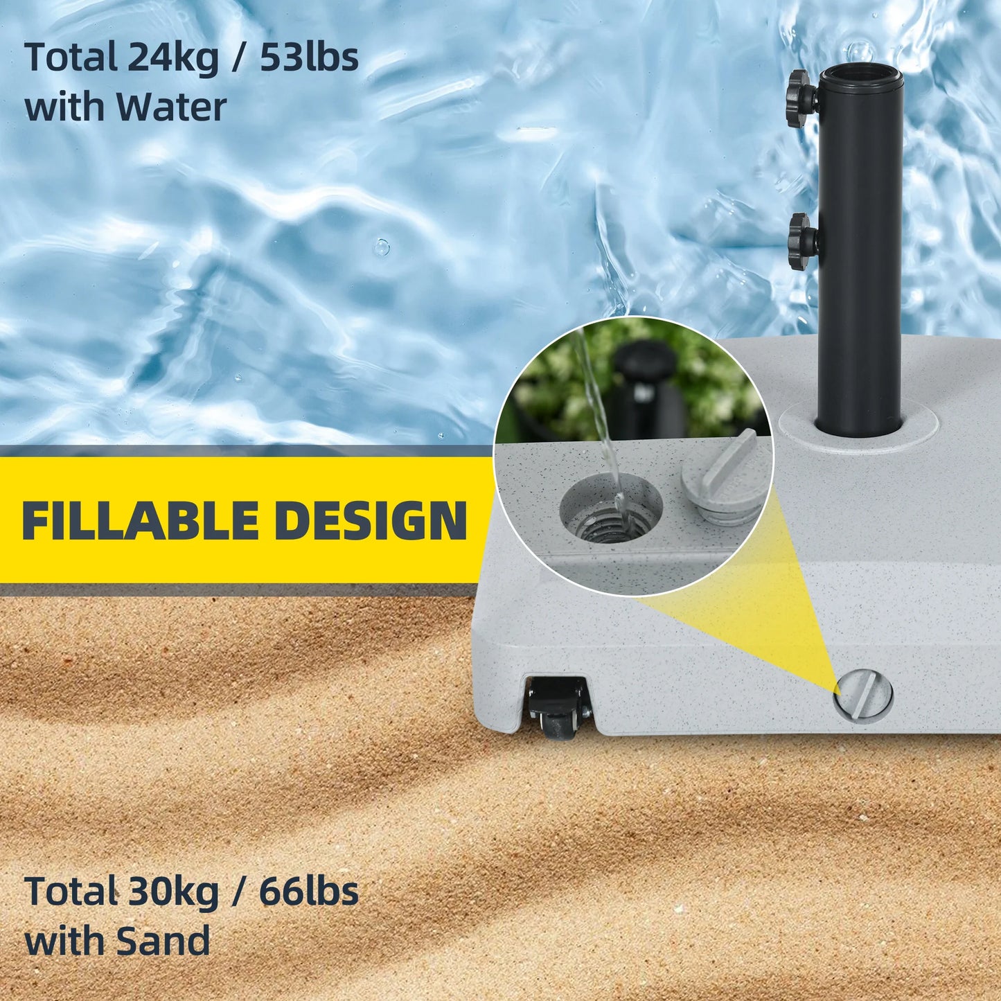 Patio Umbrella Base With Wheels Water Or Sand Fill