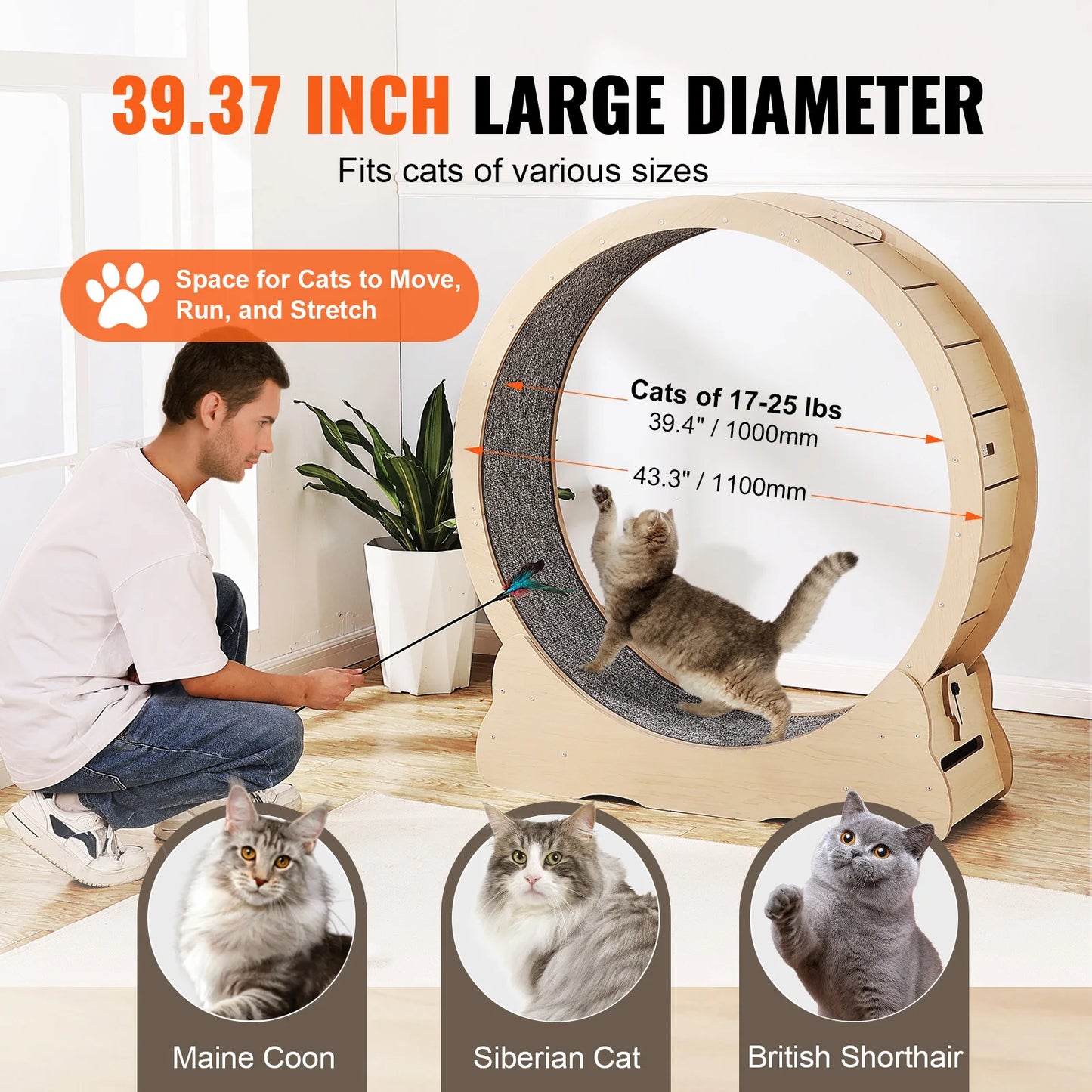Wooden Cat Exercise Wheel For Indoor Running Treadmill