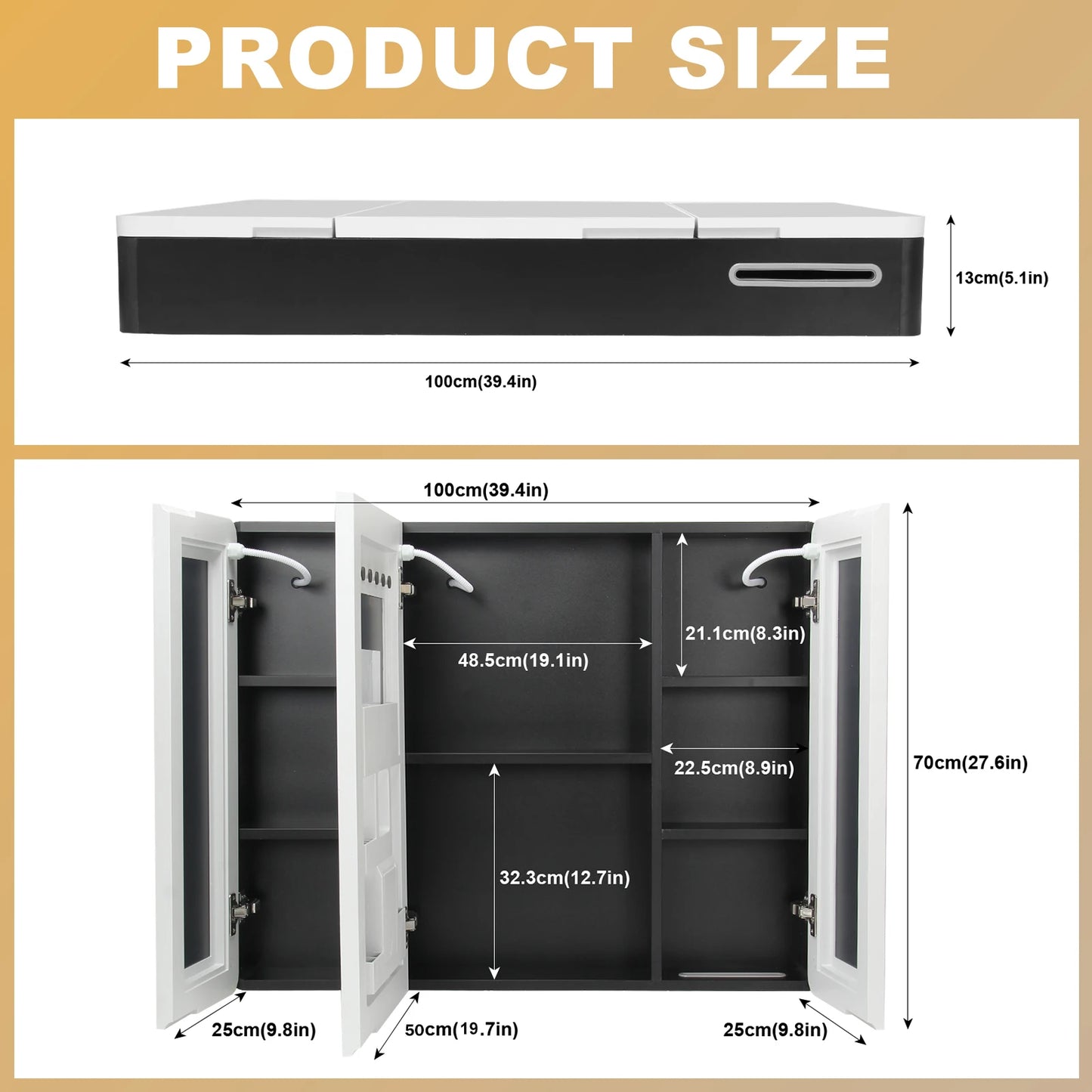 Onesaimei LED Mirror Medicine Cabinet With Two Door Design