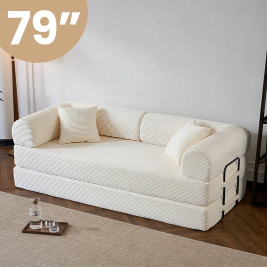 Modern Corduroy Convertible Sofa Bed With Removable Cover