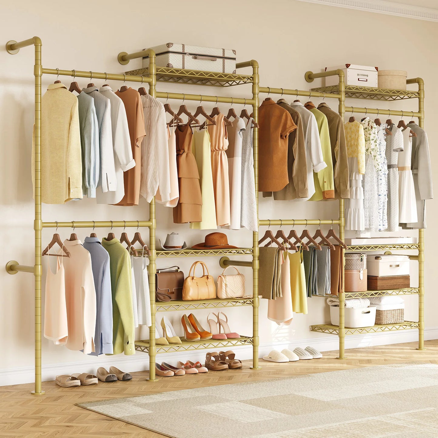 L4 Wall Mounted Industrial Pipe Clothes Rack Closet Organizer