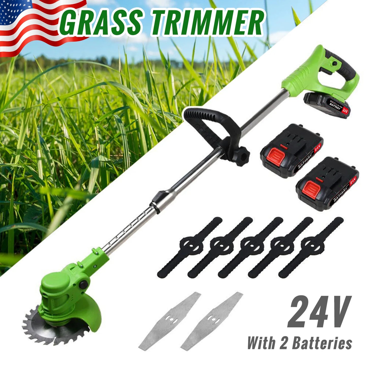 Cordless 2in1 Weed Trimmer And Grass Cutter Brushless Motor