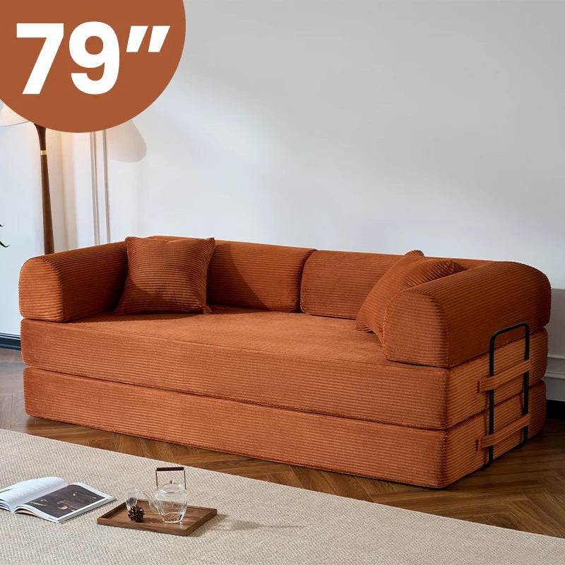 Modern Corduroy Convertible Sofa Bed With Removable Cover