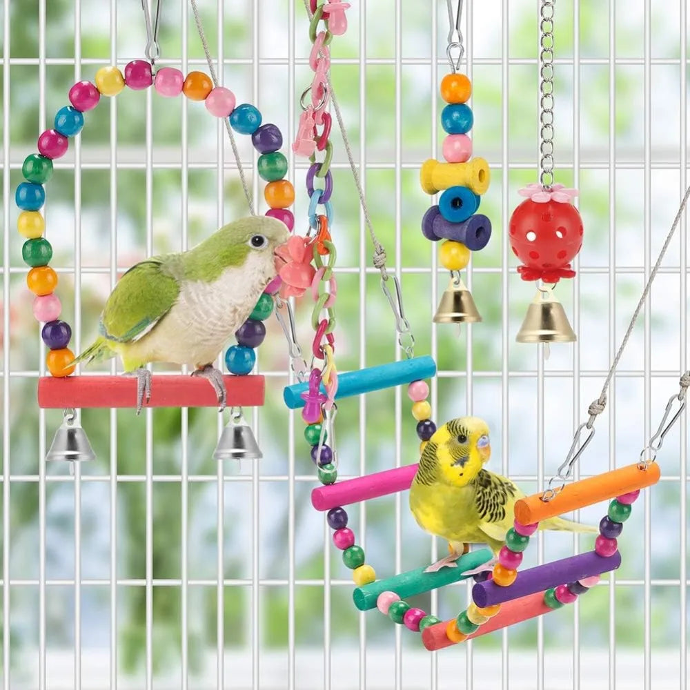 11 Piece Parrot Bird Toys For Small Parakeets And Conures