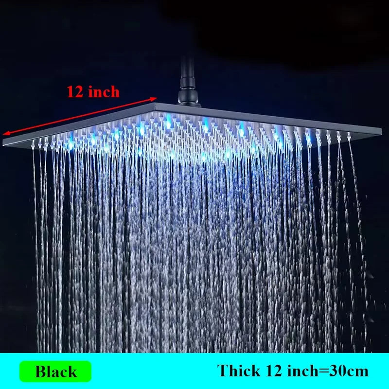 Shinesia LED Rainfall Shower Head Stainless Steel Bathroom Accessory