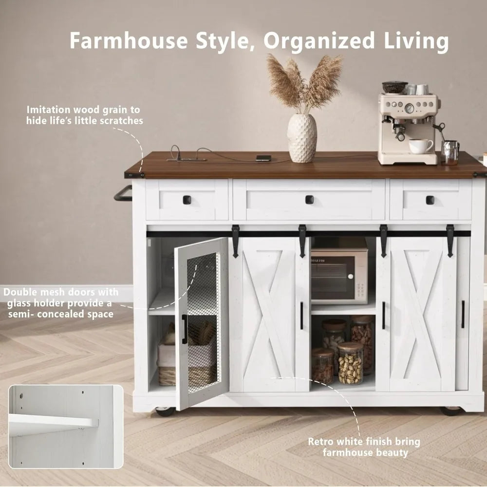 Farmhouse Kitchen Island Cart On Wheels With Drop Leaf Outlet