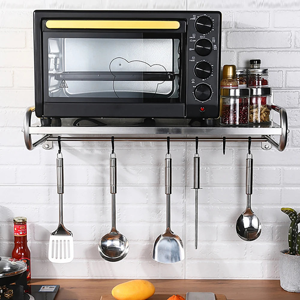 Stainless Steel Microwave Oven Rack Wall Mounted Shelf