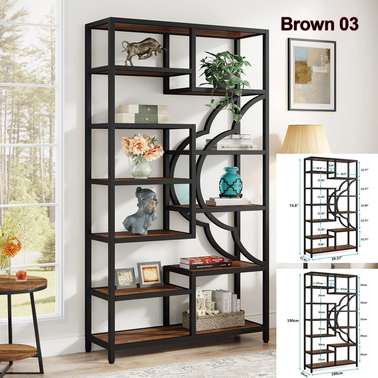 Tribesigns Industrial 5 Tier Etagere Bookshelf Freestanding Storage