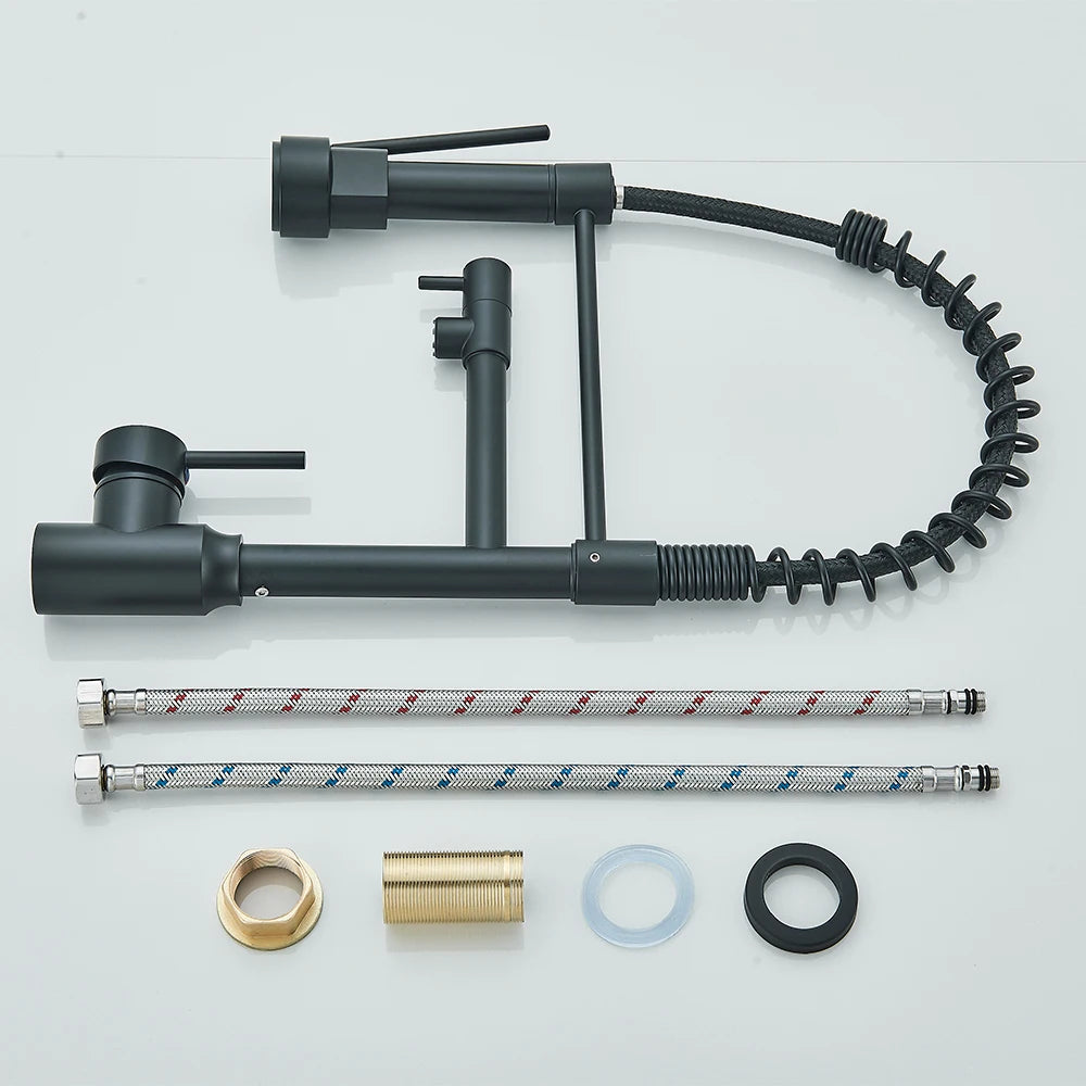 Onyzpily Stainless Steel Pull Down Kitchen Faucet With Dual Spout