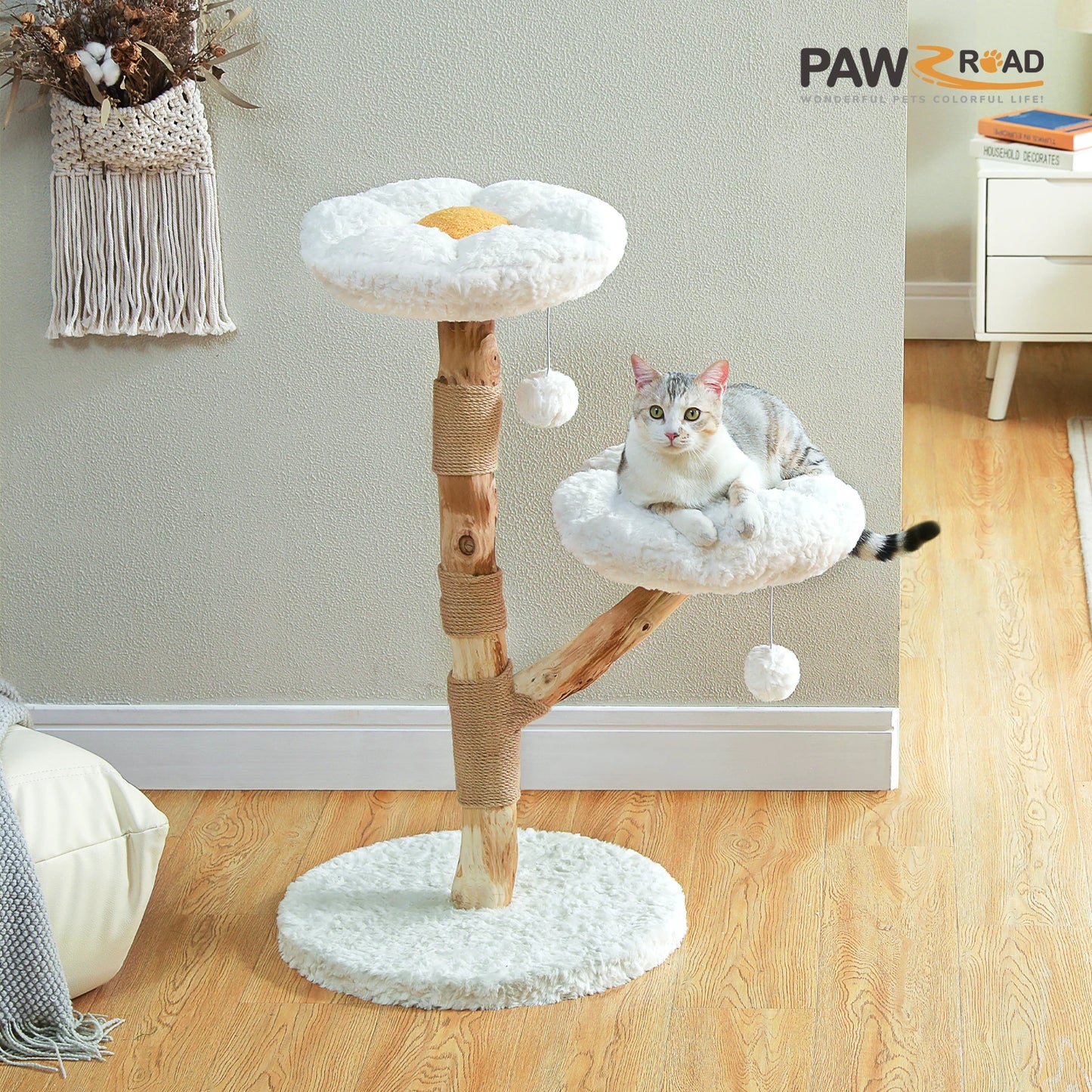 PAWZ Road Flower Cat Tree Indoor Wood Tower With Perches