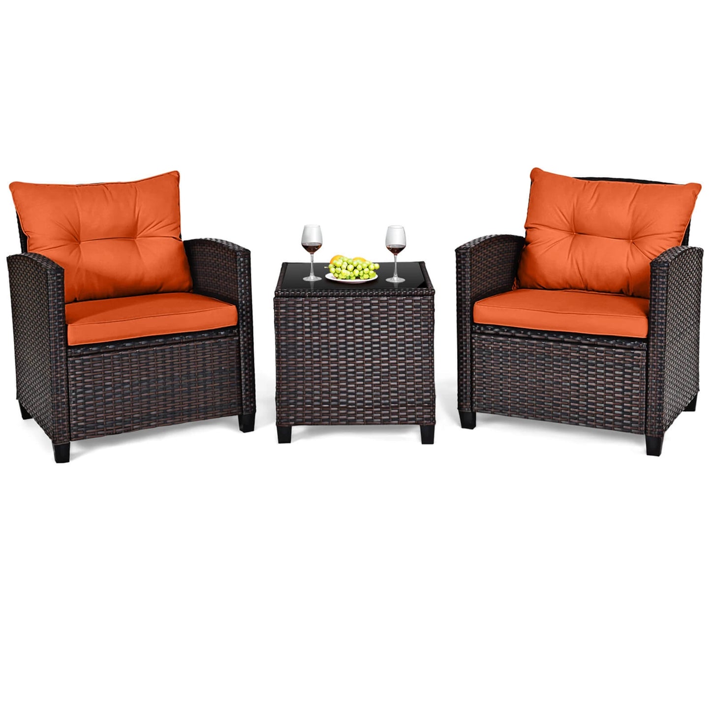 HOMASIS Patio Rattan Furniture Set Cushioned Conversation Sofa