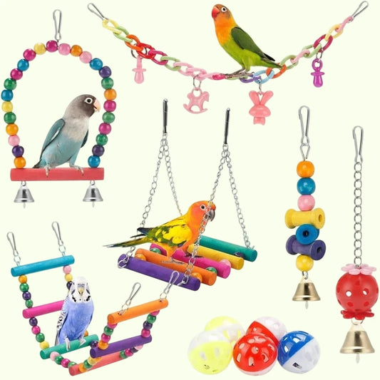 11 Piece Parrot Bird Toys For Small Parakeets And Conures