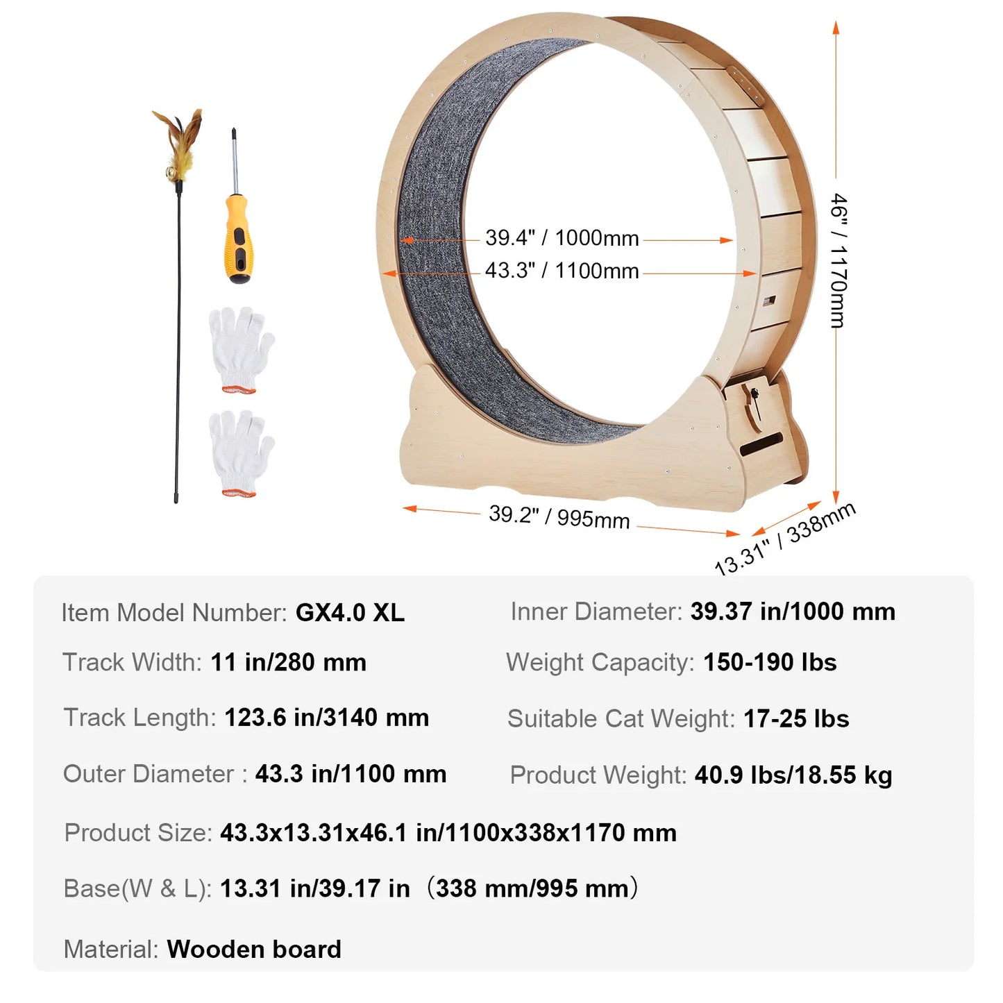 Wooden Cat Exercise Wheel For Indoor Running Treadmill
