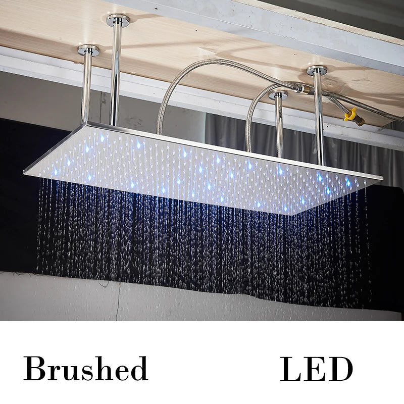 Wanmivezlo LED Brass Rain Shower Head Wall Mounted