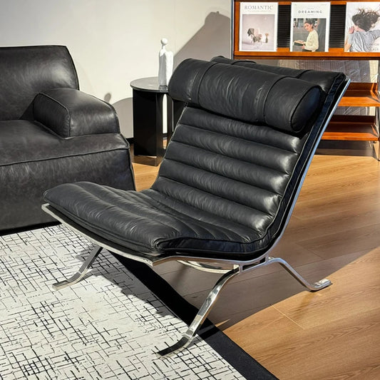 Modern Single Sofa Chair With Faux Leather And Metal Frame