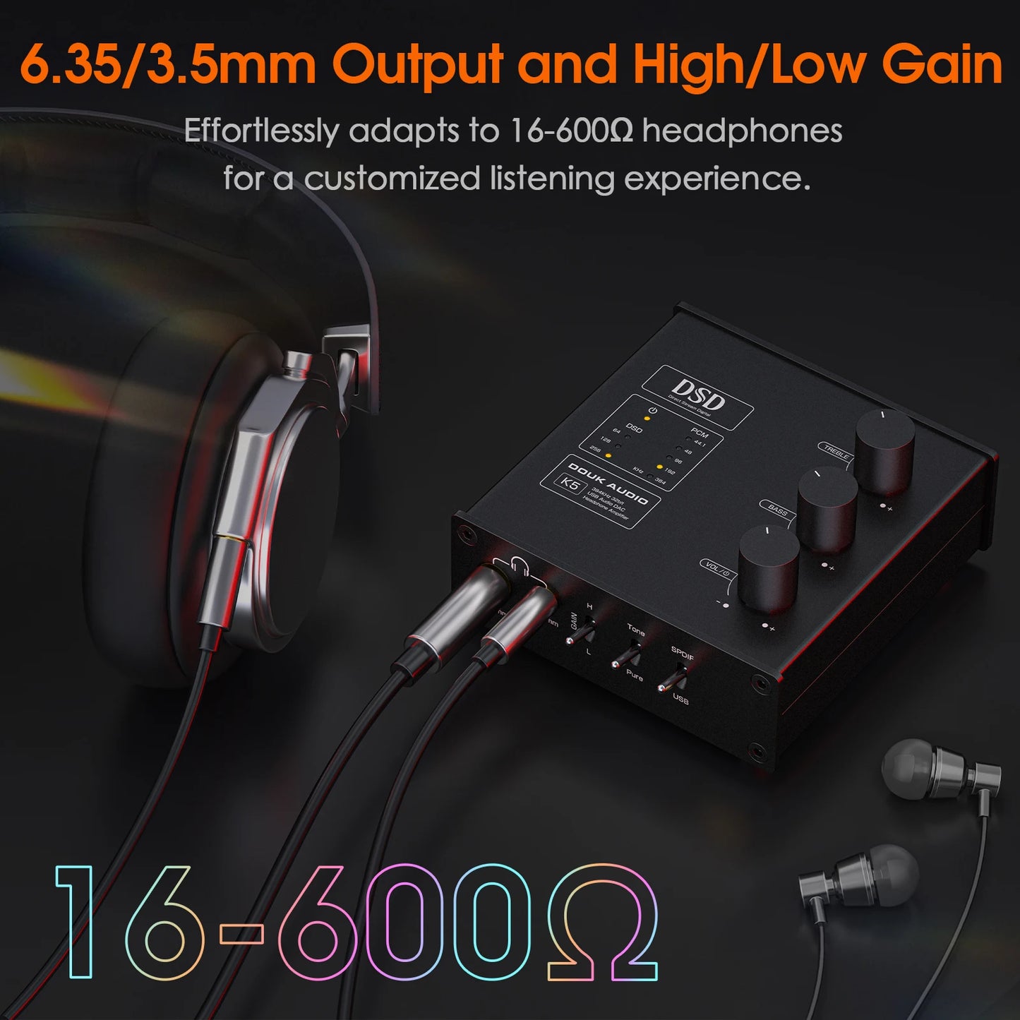 Douk Audio K5 Mini USB DAC Optical Headphone Amplifier DSD256
