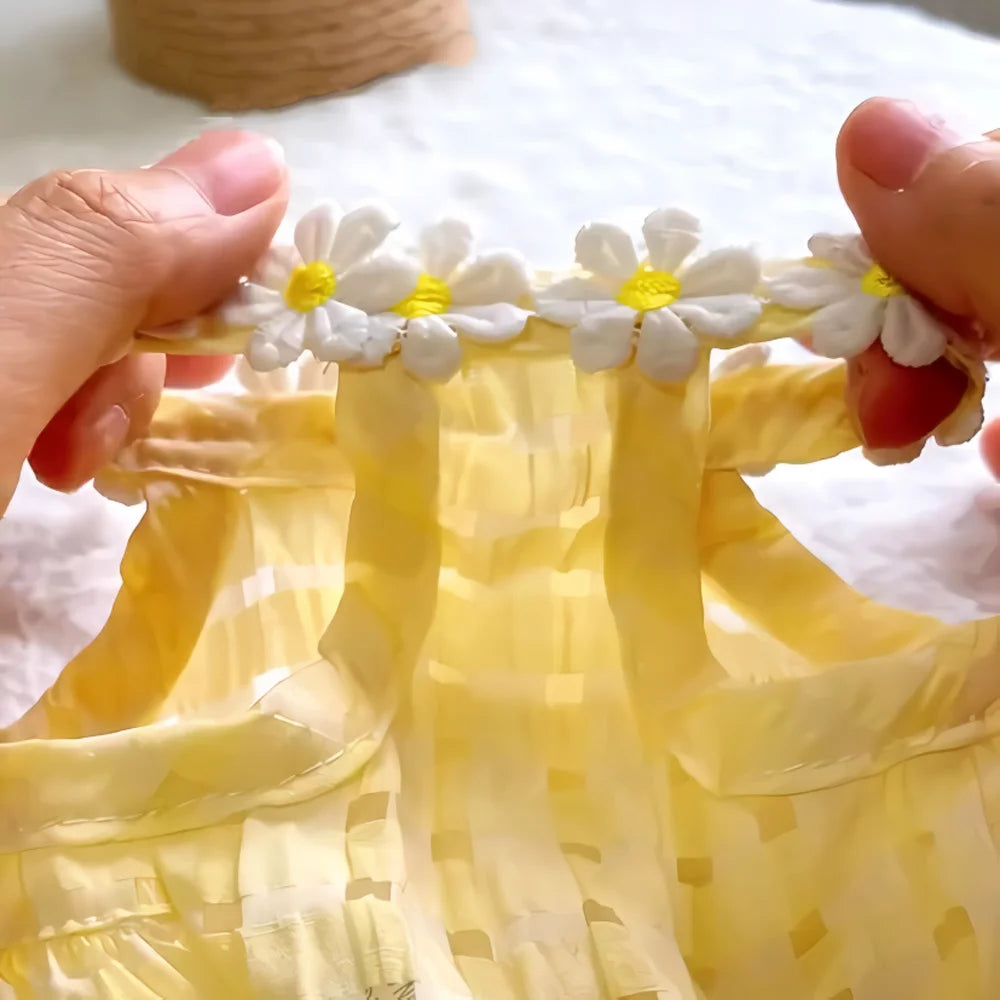 Pretty Small Cat Dress Floral Wreath Collar Pet Dress