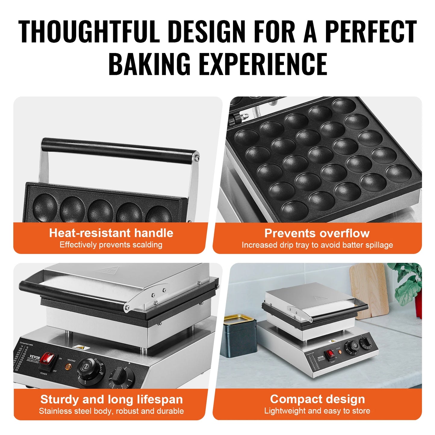 VEVOR 25-Plate Electric Mini Dutch Pancake Maker