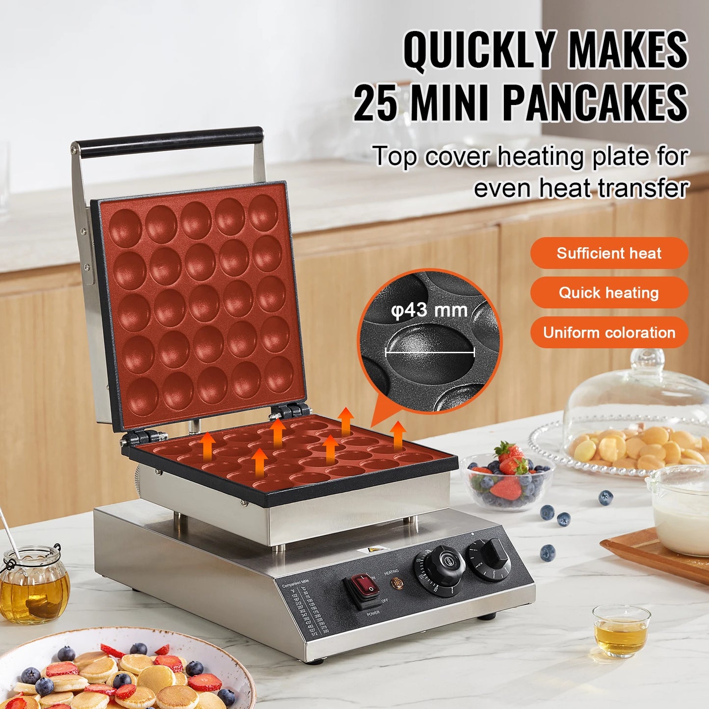 VEVOR 25-Plate Electric Mini Dutch Pancake Maker