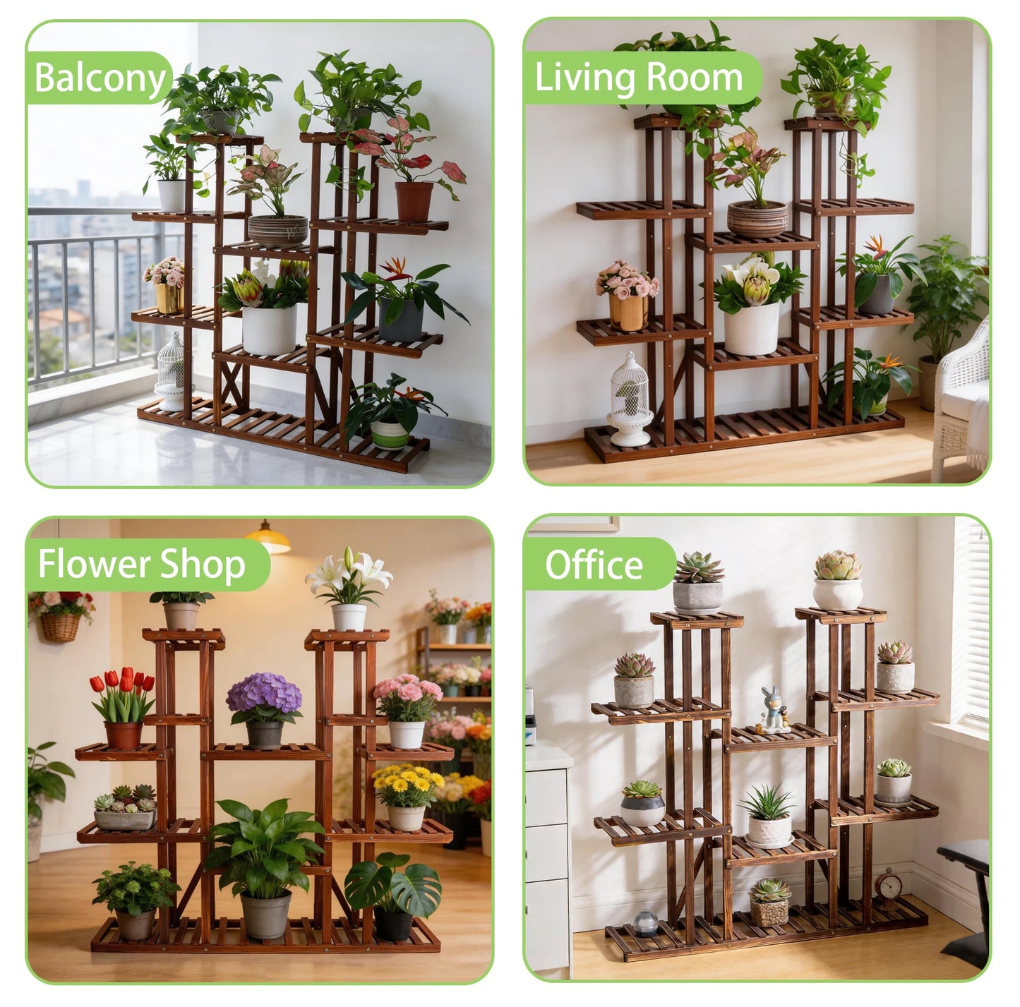 Wisfor Wooden Plant Shelf Display Stand For Indoor Outdoor