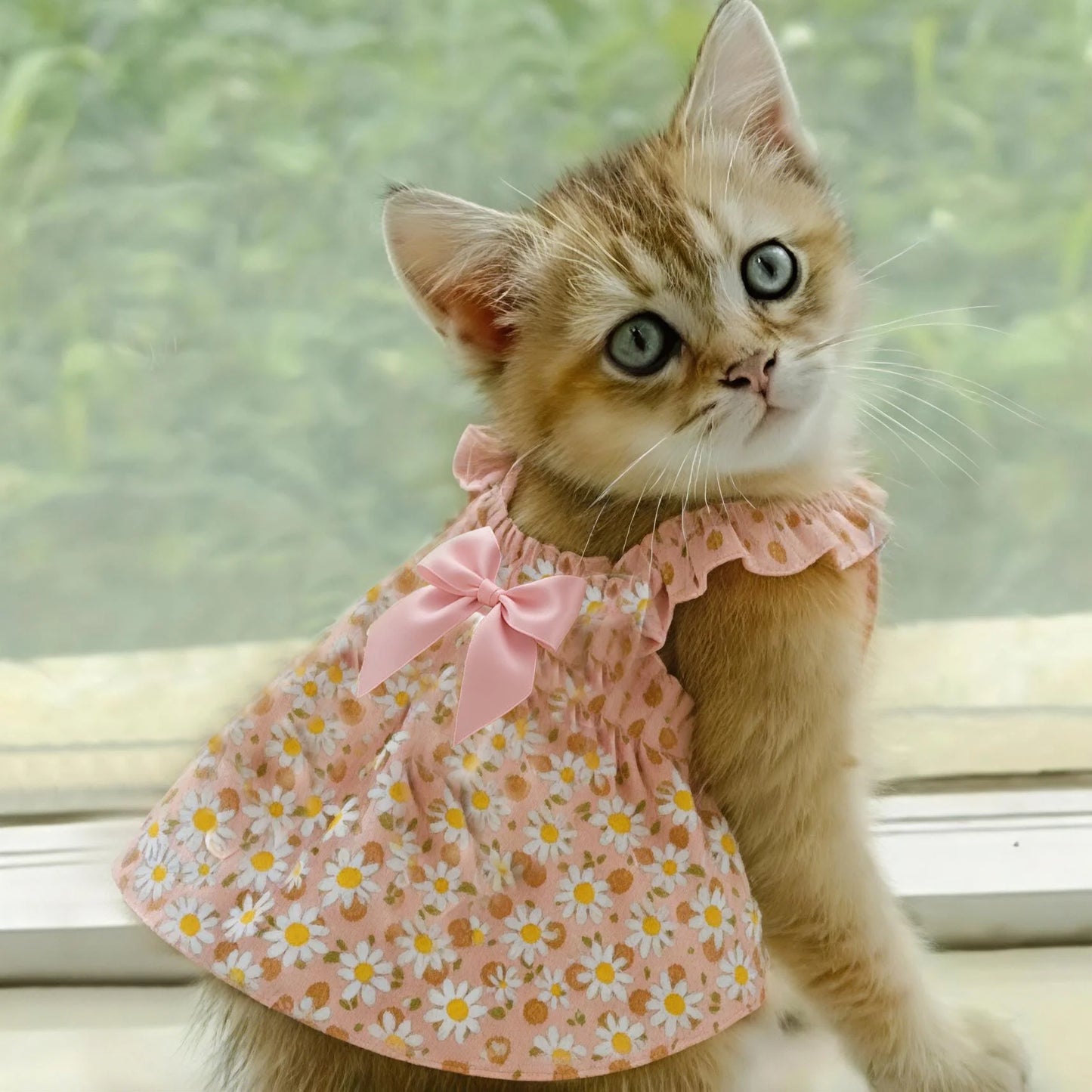 Floral Print Pet Dress Skirt For Dogs Romantic Style