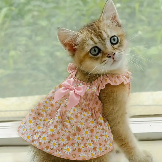 Floral Print Pet Dress Skirt For Dogs Romantic Style