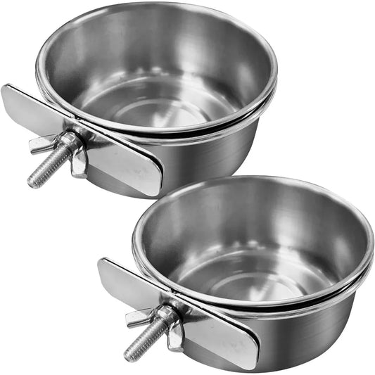 Bird Cage Feeder Cups 2 Pack Parrot Bowl Holder Clamp