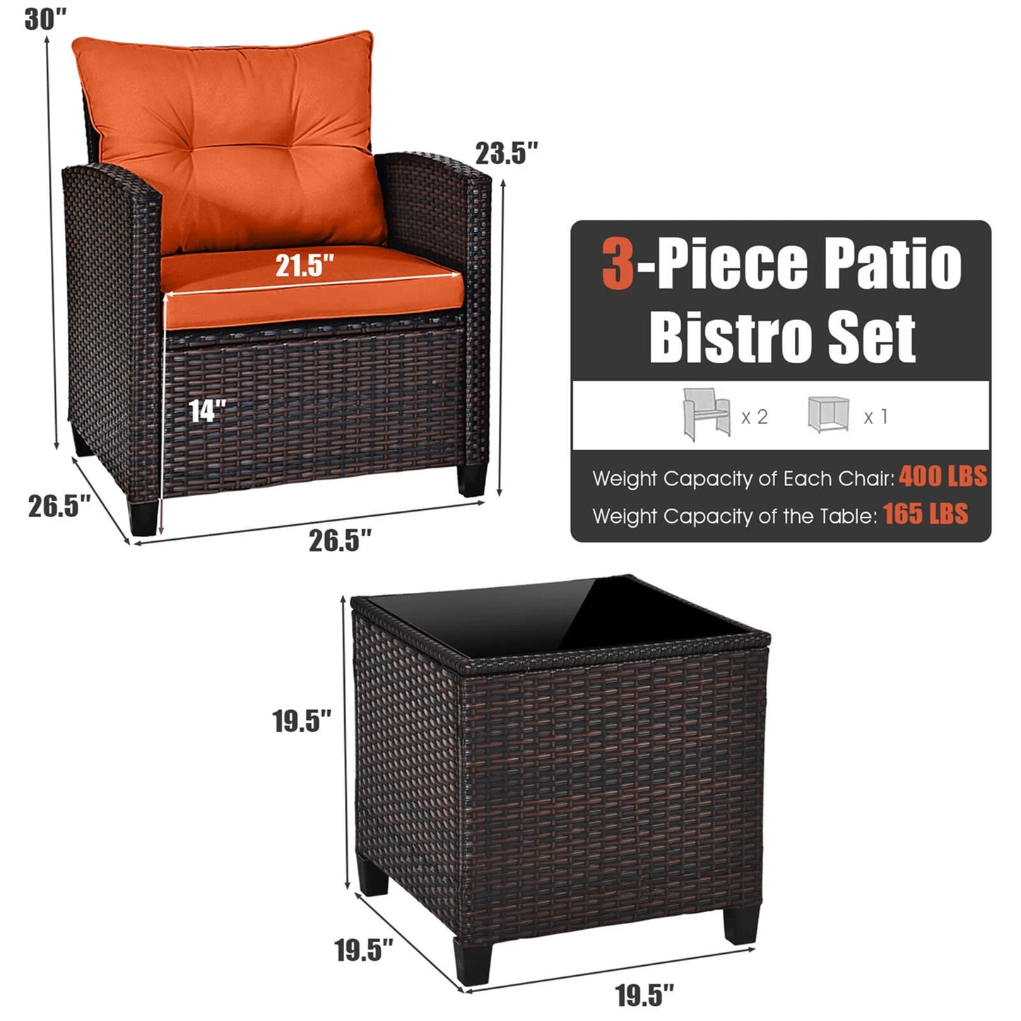 HOMASIS Patio Rattan Furniture Set Cushioned Conversation Sofa