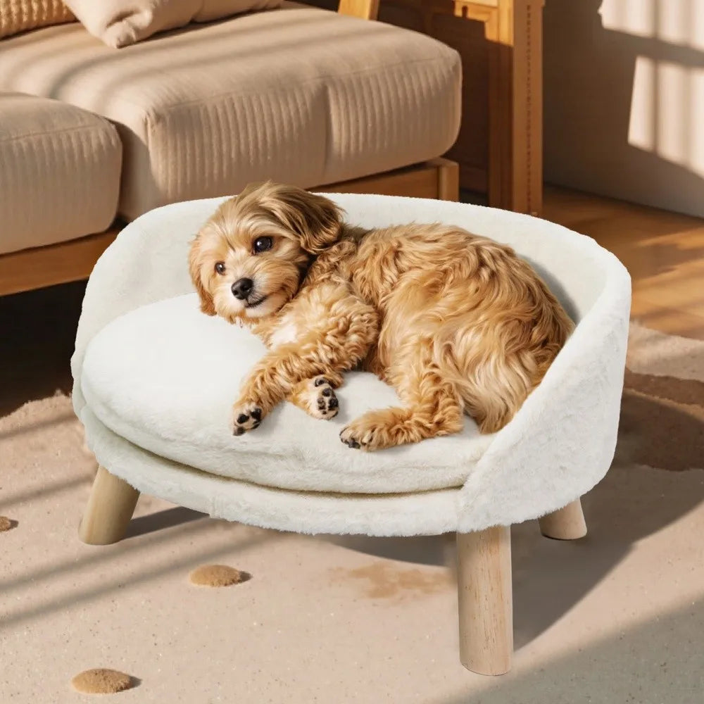 BORWART Ultra Soft Elevated Dog Cat Sofa Bed With Removable Waterproof Cushion