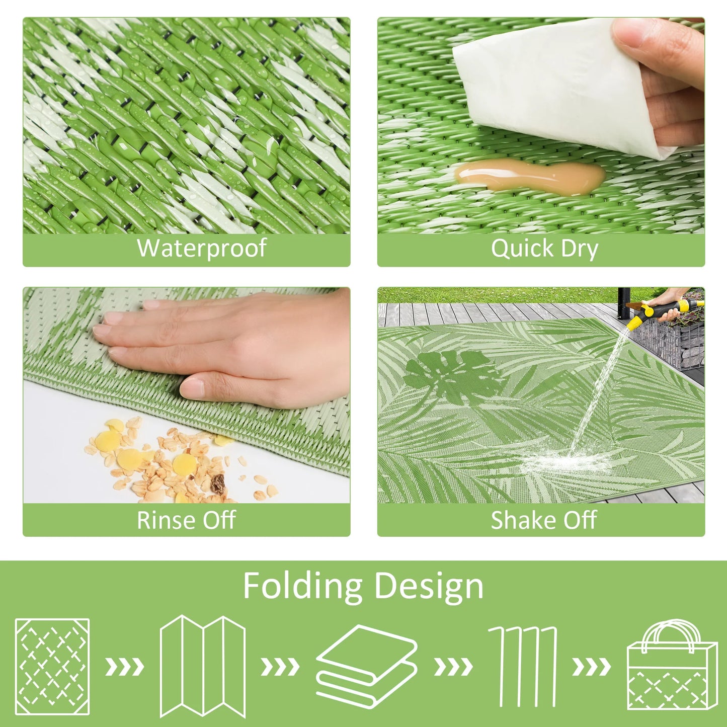 Recycled Plastic Straw Outdoor Rug Waterproof Patio Carpet