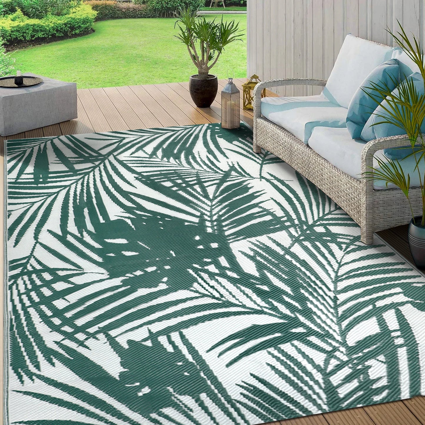 Recycled Plastic Straw Outdoor Rug Waterproof Patio Carpet