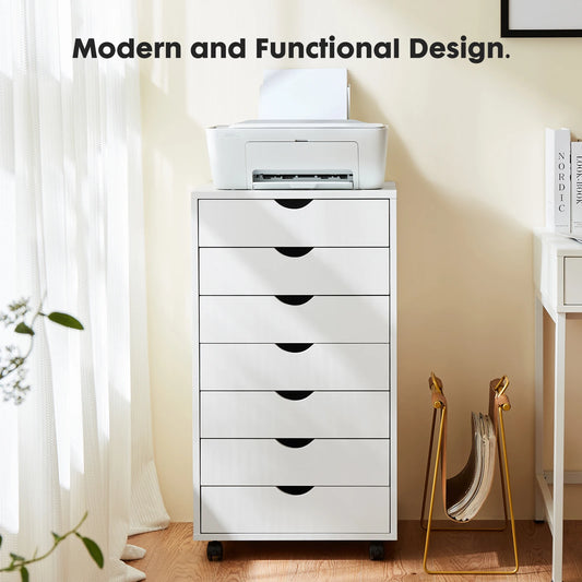 JHK Wooden Chest Dresser On Wheels Storage Cabinet