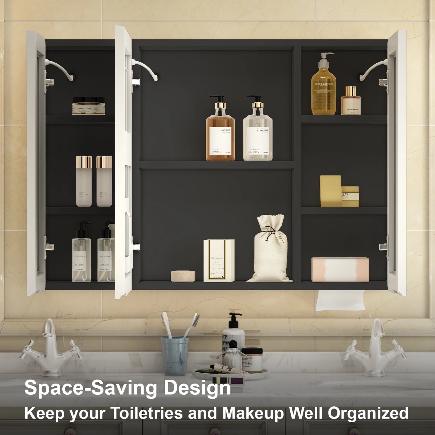 Onesaimei LED Mirror Medicine Cabinet With Two Door Design