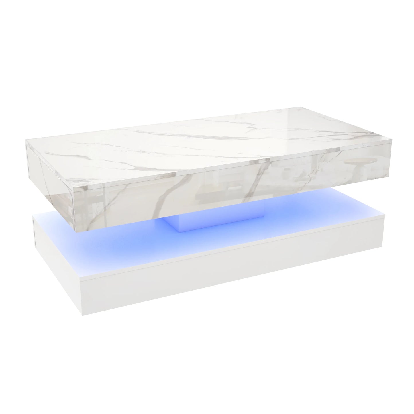 QiaoShiRen Modern LED Coffee Table With Double Storage Drawers