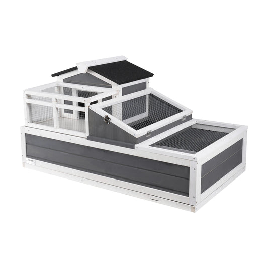 SucceBuy 3 Room Tortoise Habitat Wooden Enclosure With Open Roof