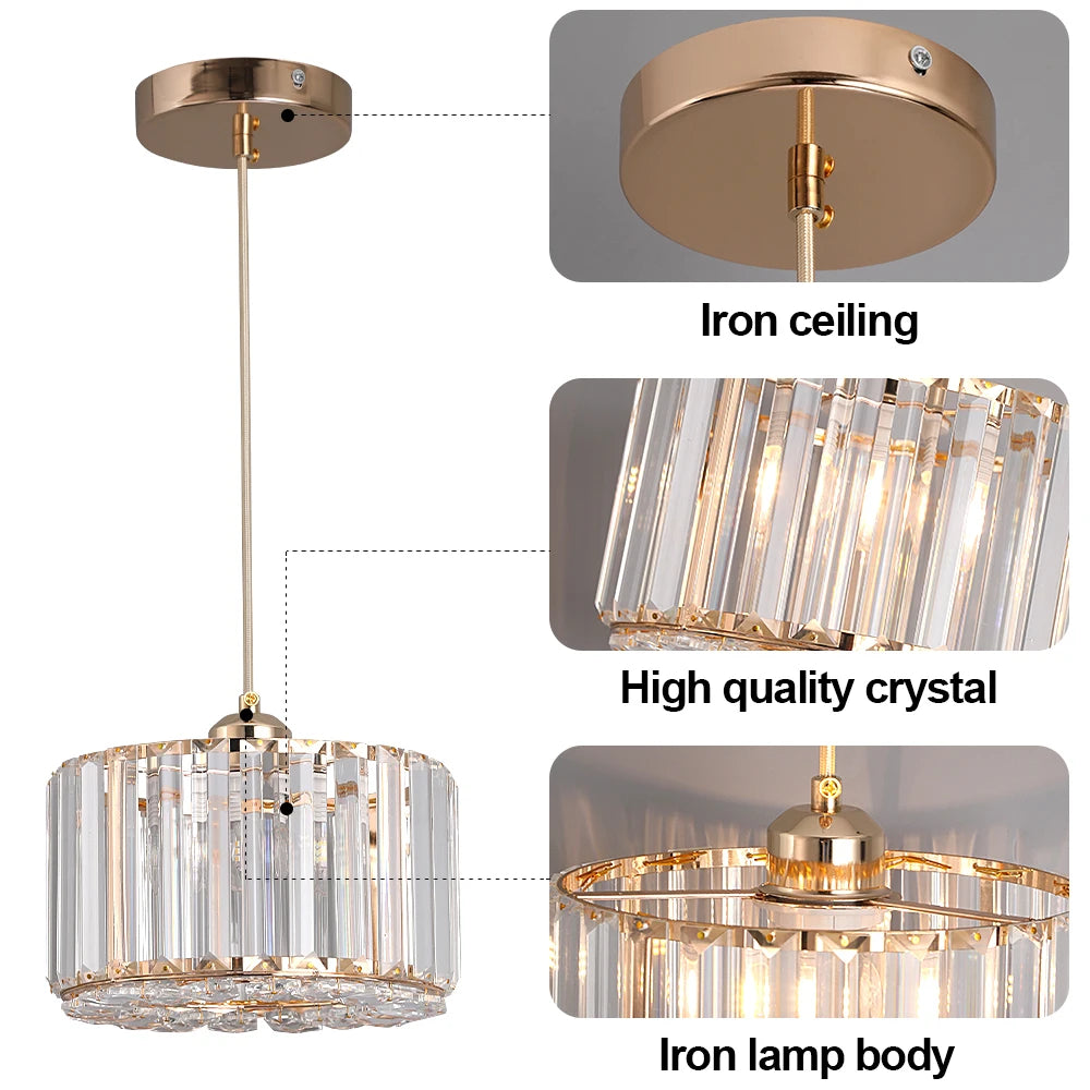 GreeLustr Luxury Led Crystal Pendant Ceiling Light For Bedroom Dining