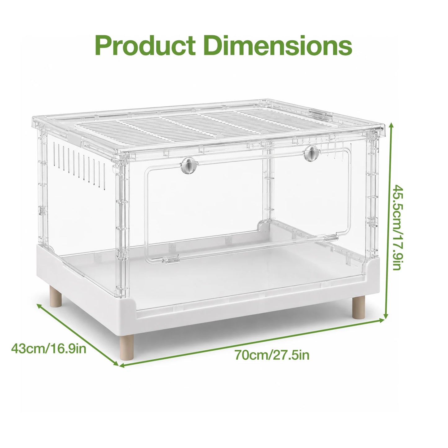 Acrylic Reptile Terrarium With Front Opening Door Clear Ventilation