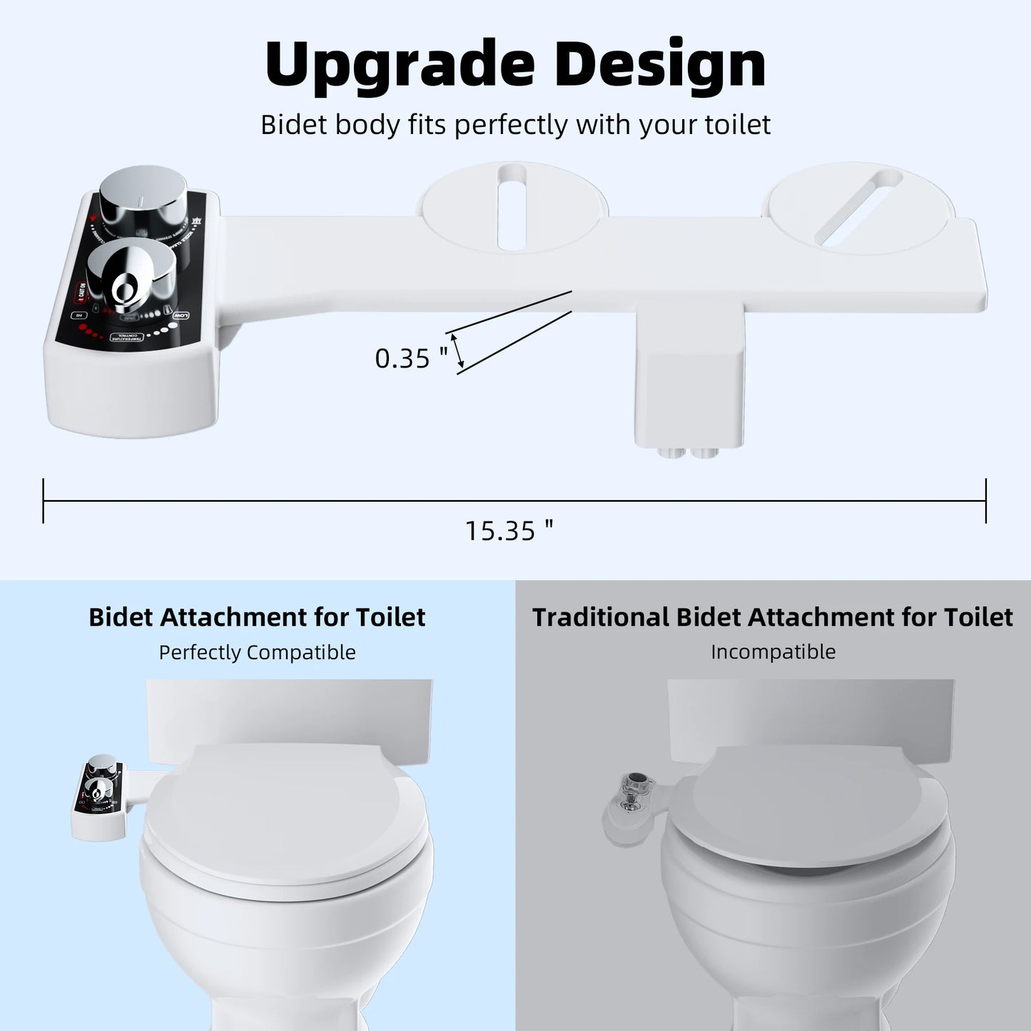 Hibbent Dual Nozzle Bidet Attachment With Adjustable Water Pressure